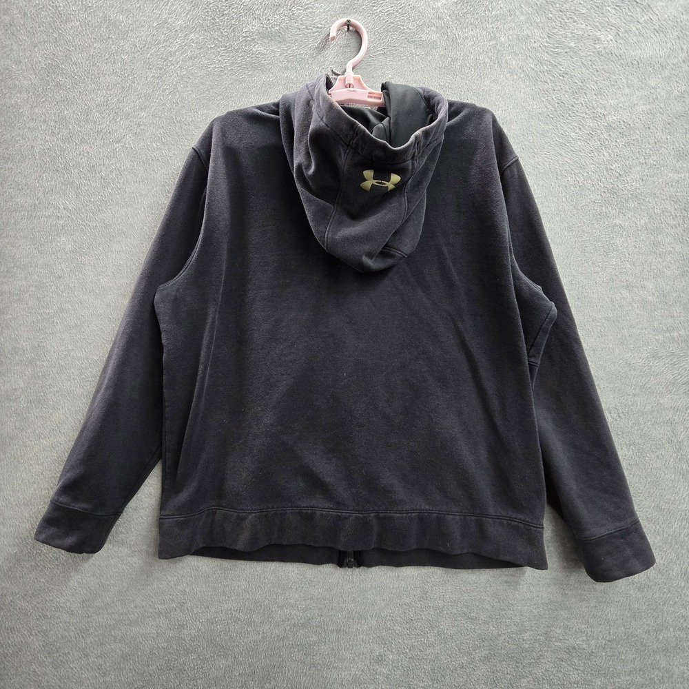 Under Armour Men Hoodie L Black Embroidered Fleece Coldgear Activewear Zipper - Picture 12 of 13